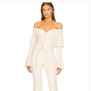 House of Harlow 1960 sweater stylish cream.revolve akari off shoulder on ivory